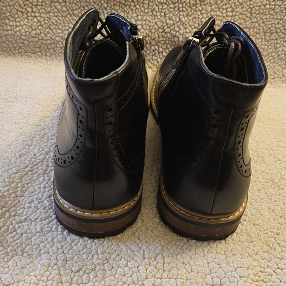 Bruno Marc Black Leather Brogue Ankle Boots Size 6.5 - Picture 4 of 7